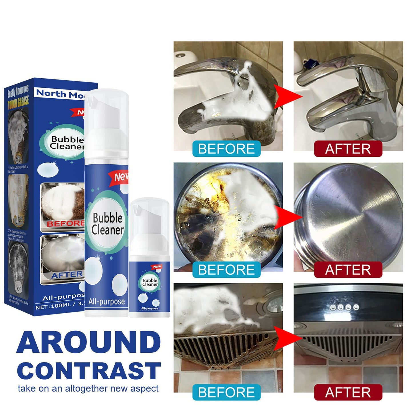 Oily Foam Cleaner Kitchen Range Hood Rust Remover Cooktop